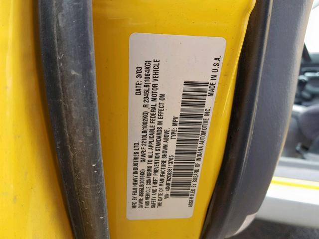 4S4BT62C636113765 - 2003 SUBARU BAJA SPORT YELLOW photo 10