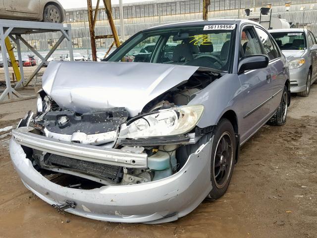 1HGES16394L024259 - 2004 HONDA CIVIC DX V SILVER photo 2