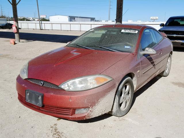 1ZWHT61LX25622805 - 2002 MERCURY COUGAR V6 RED photo 2