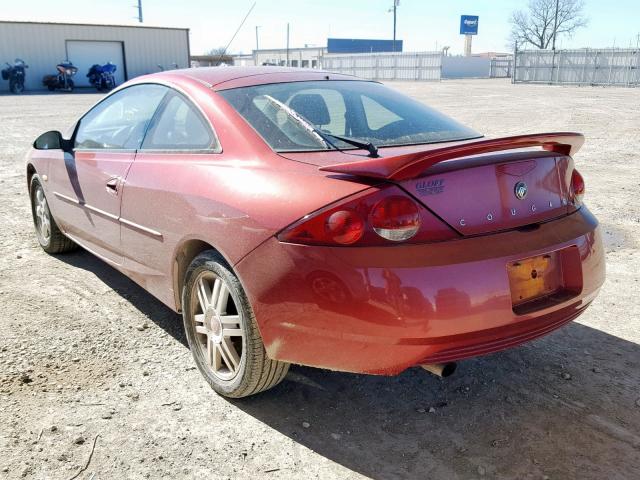 1ZWHT61LX25622805 - 2002 MERCURY COUGAR V6 RED photo 3