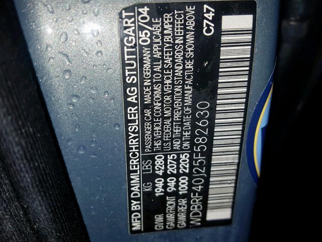 WDBRF40J25F582630 - 2005 MERCEDES-BENZ C 230K SPO BLUE photo 10