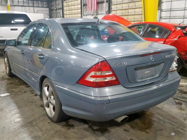 WDBRF40J25F582630 - 2005 MERCEDES-BENZ C 230K SPO BLUE photo 3