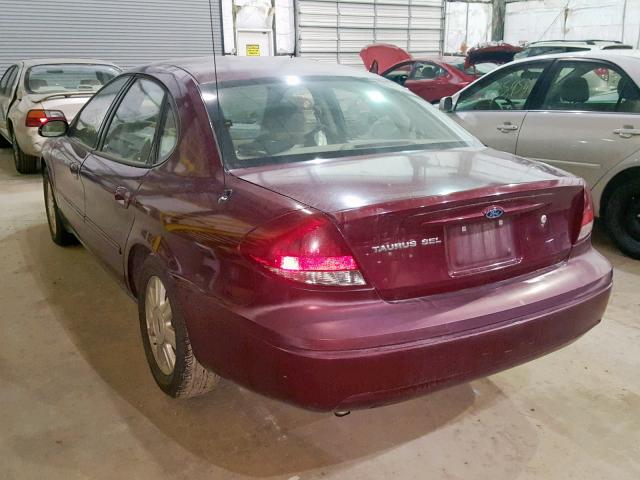 1FAFP56U87A195143 - 2007 FORD TAURUS SEL BURGUNDY photo 3