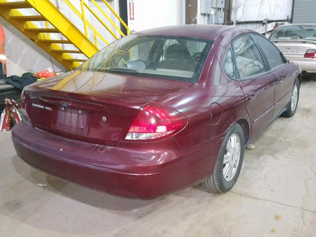 1FAFP56U87A195143 - 2007 FORD TAURUS SEL BURGUNDY photo 4