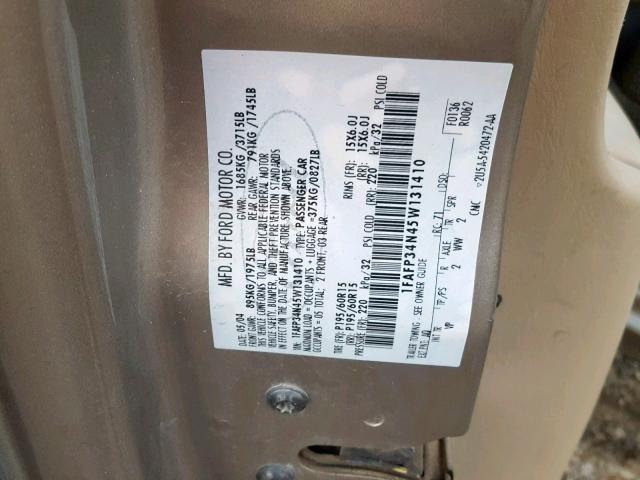 1FAFP34N45W131410 - 2005 FORD FOCUS ZX4 GOLD photo 10