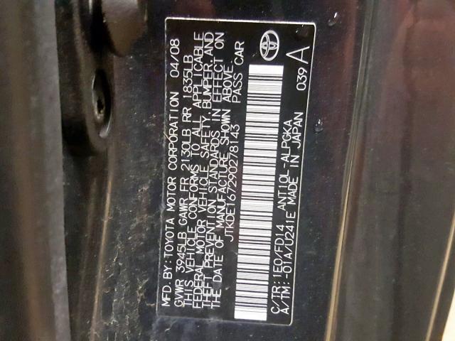 JTKDE167290278143 - 2009 TOYOTA SCION TC Boz foto 10