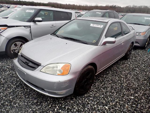 1HGEM22982L109195 - 2002 HONDA CIVIC EX SILVER photo 2