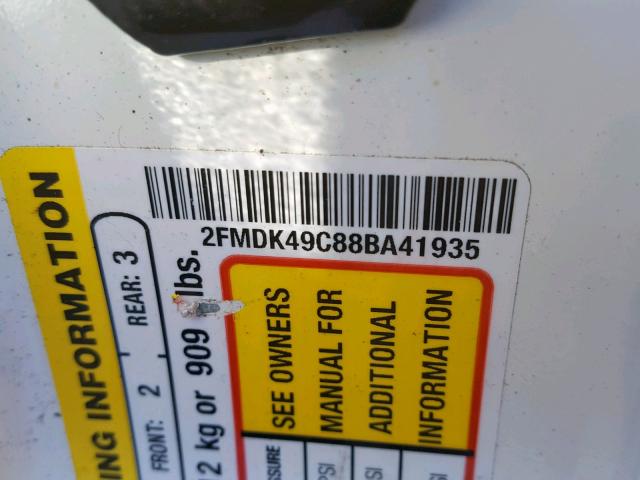 2FMDK49C88BA41935 - 2008 FORD EDGE LIMIT Білий фото 10