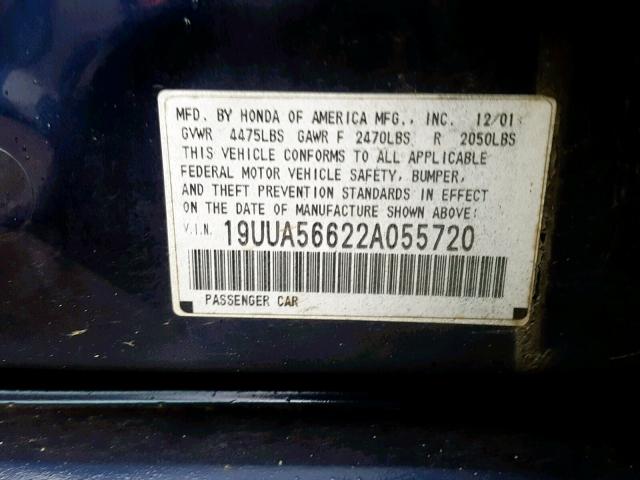 19UUA56622A055720 - 2002 ACURA 3.2TL SILVER photo 10