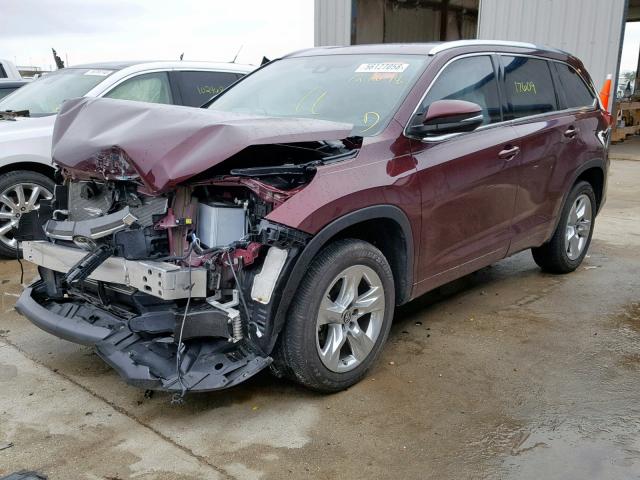 5TDYZRFH8JS268710 - 2018 TOYOTA HIGHLANDER MAROON photo 2