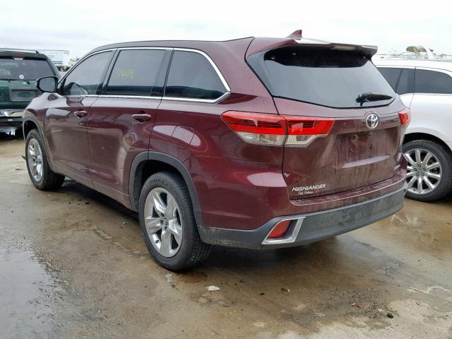 5TDYZRFH8JS268710 - 2018 TOYOTA HIGHLANDER MAROON photo 3