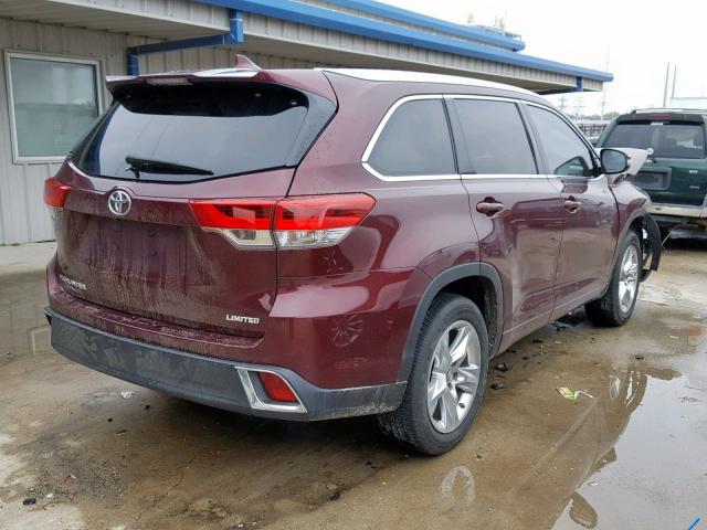 5TDYZRFH8JS268710 - 2018 TOYOTA HIGHLANDER MAROON photo 4