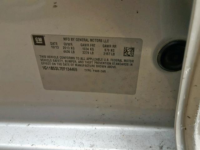 1G11B5SL7EF134469 - 2014 CHEVROLET MALIBU LS ვერცხლისფერი ფოტო 10