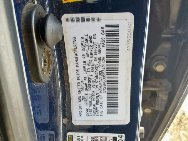 5Y2SM63855Z421426 - 2005 PONTIAC VIBE BLUE photo 10