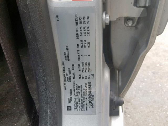 1GCDSCD99A8115415 - 2010 CHEVROLET COLORADO L SILVER photo 10