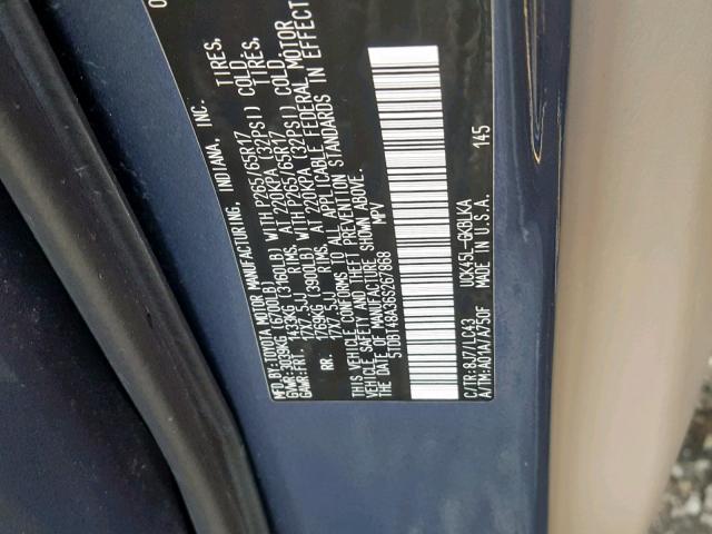 5TDBT48A36S267868 - 2006 TOYOTA SEQUOIA LI BLUE photo 10