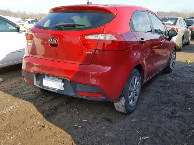 KNADN5A34C6027354 - 2012 KIA RIO EX RED photo 4