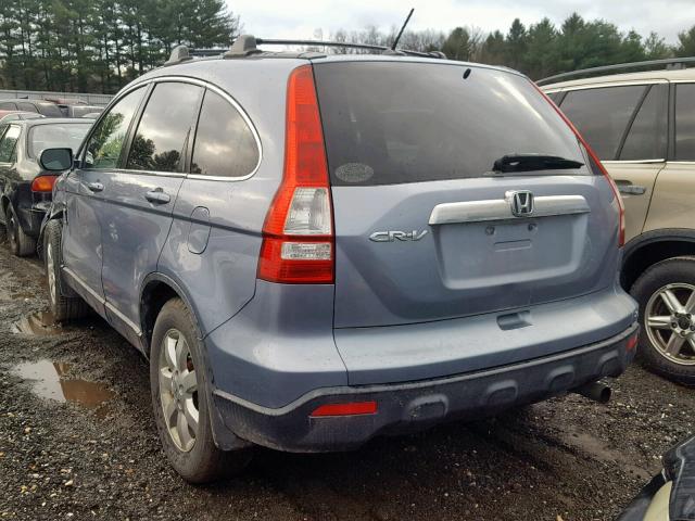 JHLRE48778C030661 - 2008 HONDA CR-V EXL BLUE photo 3