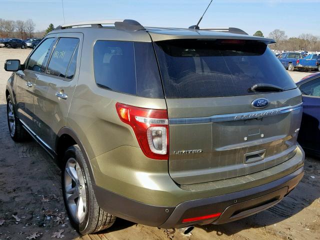 1FM5K8F88DGC50249 - 2013 FORD EXPLORER L GREEN photo 3