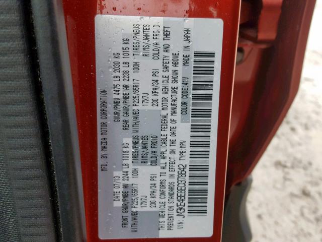 JM3KE4BE8E0378642 - 2014 MAZDA CX-5 SPORT RED photo 10