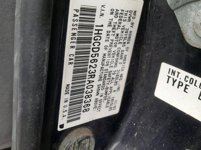 1HGCD5623RA038368 - 1994 HONDA ACCORD DX CHARCOAL photo 10