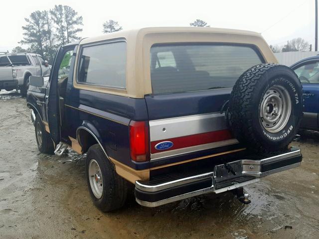 1FMEU15H6MLA51257 - 1991 FORD BRONCO U10 BLUE photo 3