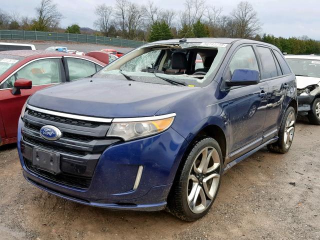 2FMDK4AK4BBA03709 - 2011 FORD EDGE SPORT BLUE photo 2