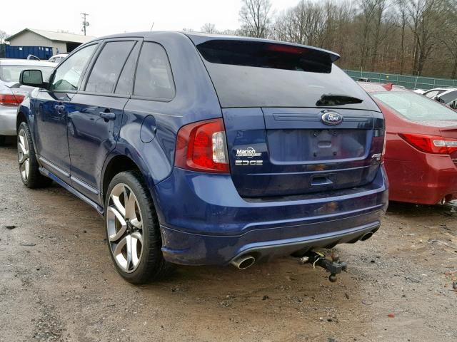 2FMDK4AK4BBA03709 - 2011 FORD EDGE SPORT BLUE photo 3