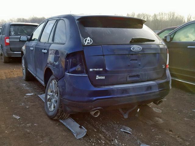 2FMDK4JC7BBB42791 - 2011 FORD EDGE SEL BLUE photo 3