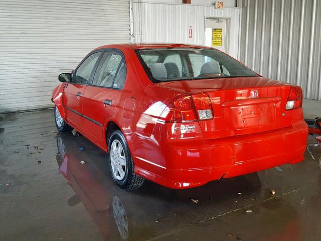 1HGES16305L005441 - 2005 HONDA CIVIC DX V RED photo 3