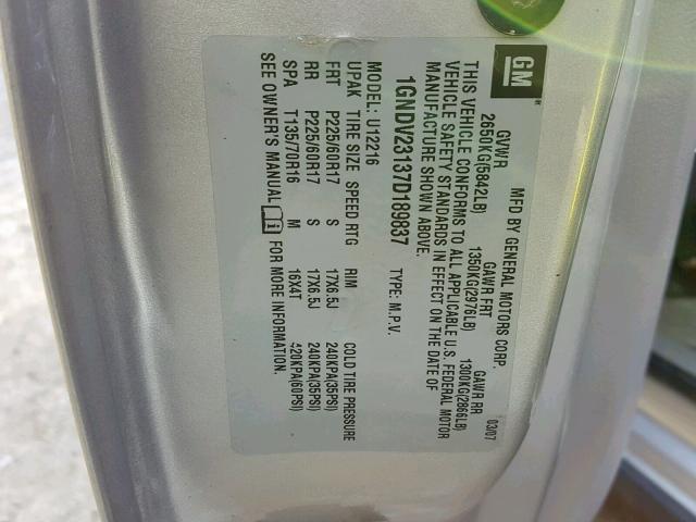 1GNDV23137D189837 - 2007 CHEVROLET UPLANDER L Boz foto 10