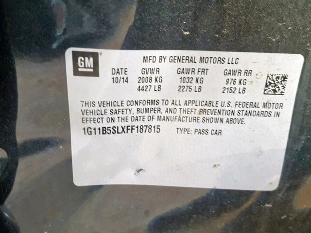 1G11B5SLXFF187815 - 2015 CHEVROLET MALIBU LS GRAY photo 10