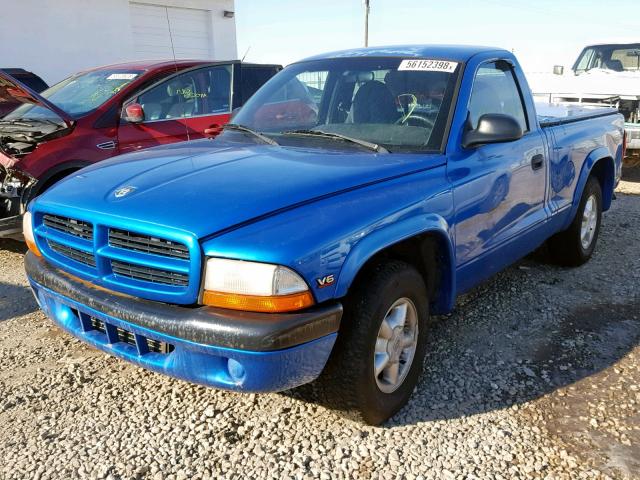 1B7FL26X5XS142411 - 1999 DODGE DAKOTA BLUE photo 2