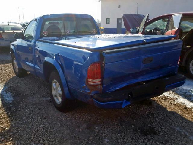 1B7FL26X5XS142411 - 1999 DODGE DAKOTA BLUE photo 3