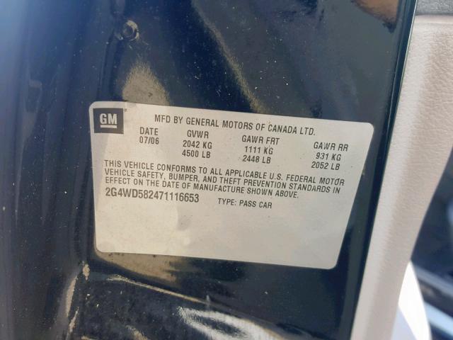 2G4WD582471116653 - 2007 BUICK LACROSSE C BLACK photo 10