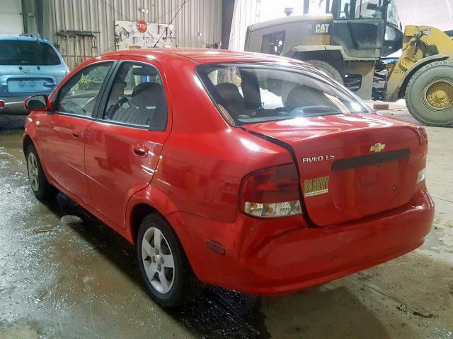KL1TD52695B395623 - 2005 CHEVROLET AVEO BASE Қызыл фото 3