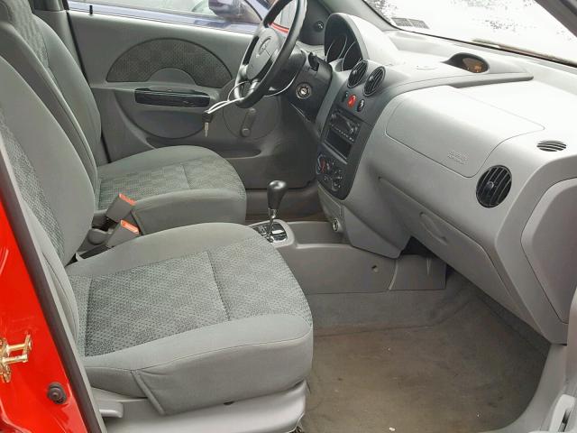 KL1TD52695B395623 - 2005 CHEVROLET AVEO BASE Қызыл фото 5