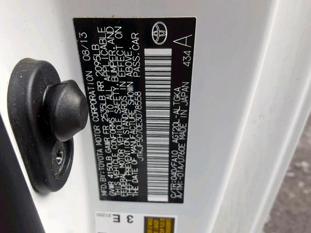 JTKJF5C70E3078558 - 2014 TOYOTA SCION TC Ağ foto 10