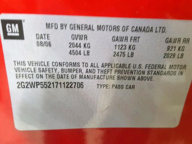 2G2WP552171122706 - 2007 PONTIAC GRAND PRIX 红色 照片 10