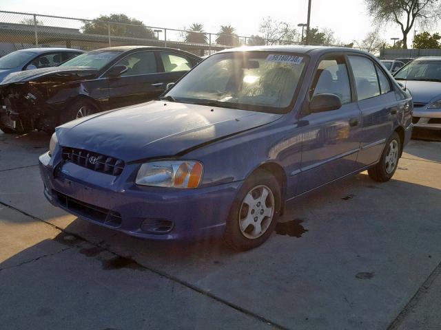 KMHCG45C41U192550 - 2001 HYUNDAI ACCENT GL BLUE photo 2