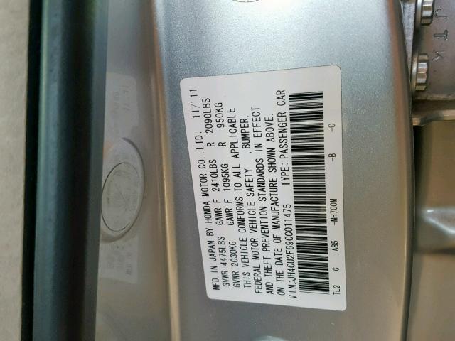 JH4CU2F69CC011475 - 2012 ACURA TSX TECH SILVER photo 10