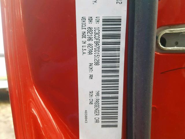 1C3CDFBA7DD151298 - 2013 DODGE DART SXT RED photo 10