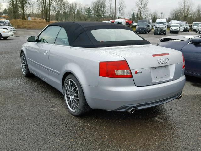 WUARL48H85K901048 - 2005 AUDI S4 QUATTRO SILVER photo 3