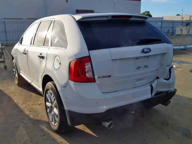 2FMDK3JC0BBA76045 - 2011 FORD EDGE SEL WHITE photo 3