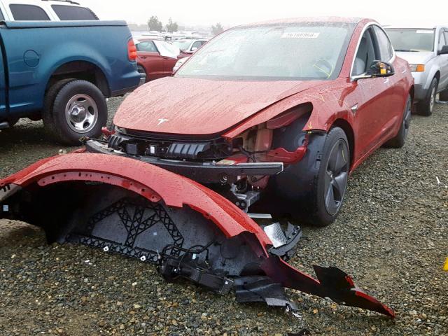 5YJ3E1EB5JF096225 - 2018 TESLA MODEL 3 RED photo 2