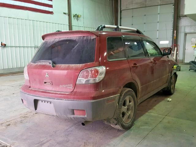 JA4LZ41F24U003732 - 2004 MITSUBISHI OUTLANDER RED photo 4