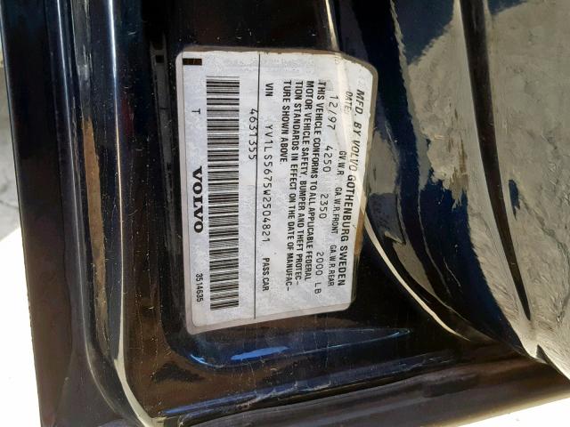 YV1LS5675W2504821 - 1998 VOLVO S70 GLT BLUE photo 10