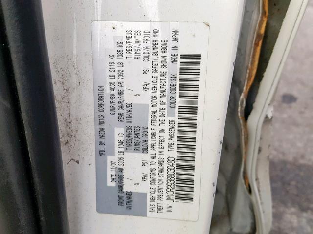 JM1CR293880304801 - 2008 MAZDA 5 WHITE photo 10