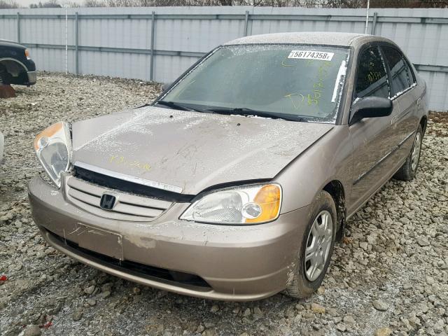 2HGES16432H903016 - 2002 HONDA CIVIC DX GOLD photo 2