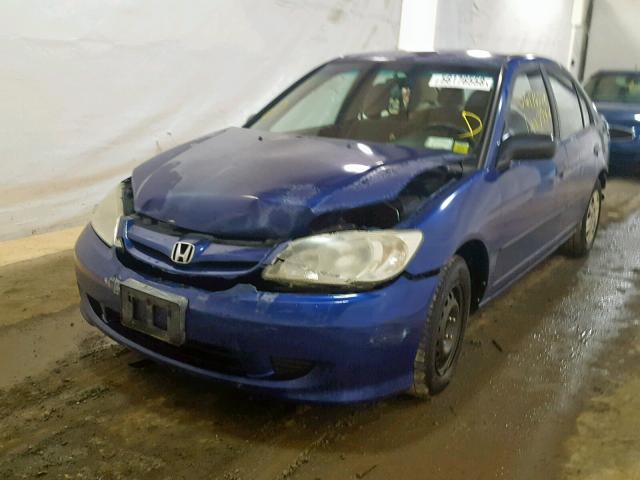 2HGES16335H558663 - 2005 HONDA CIVIC DX V BLUE photo 2